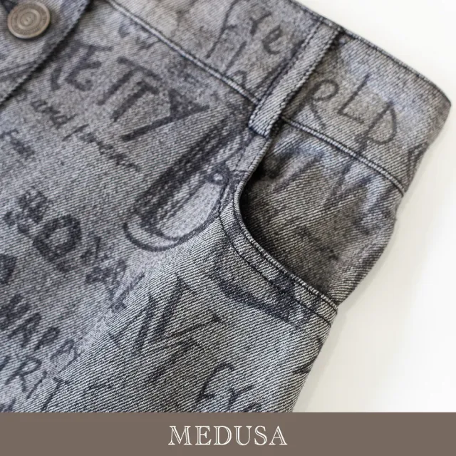 【MEDUSA 曼度莎】現貨-塗鴉暈染牛仔長裙（M-XL）｜牛仔裙 暈染長裙 休閒裙