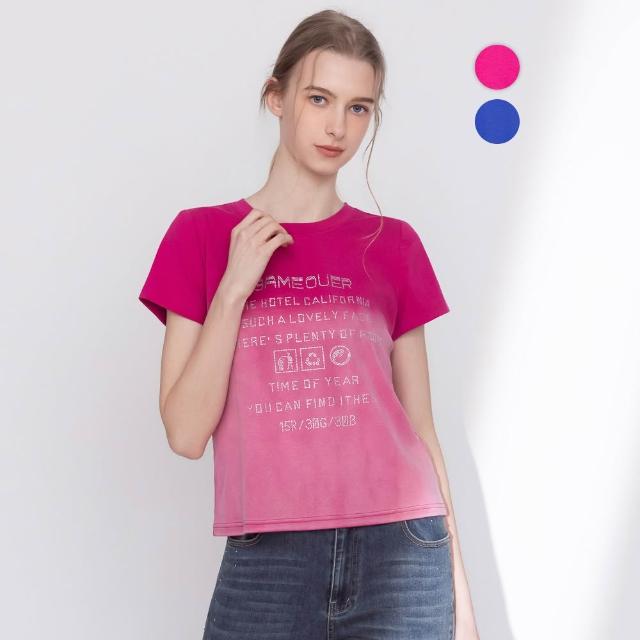 【MEDUSA 曼度莎】現貨-水鑽字母水洗漸層棉T - 2色（M-XL）｜女短袖T恤 水鑽棉T