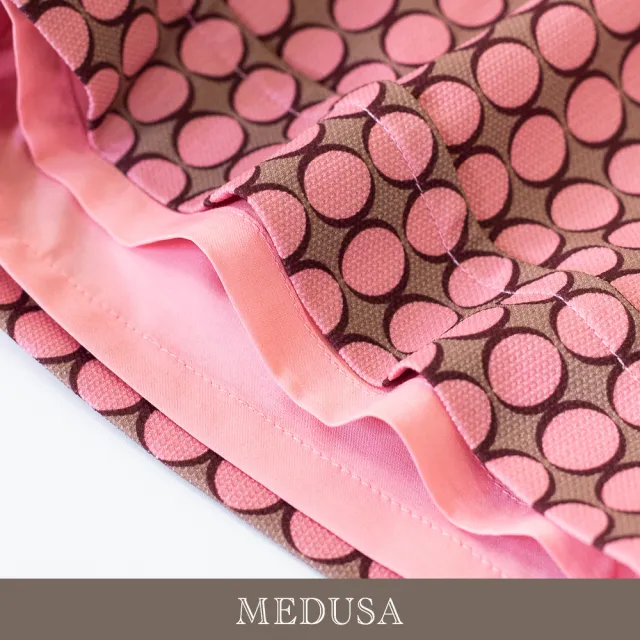 【MEDUSA 曼度莎】現貨-桃粉復古印花休閒西裝短褲（M-XL）｜西裝短褲 印花短褲 女短褲