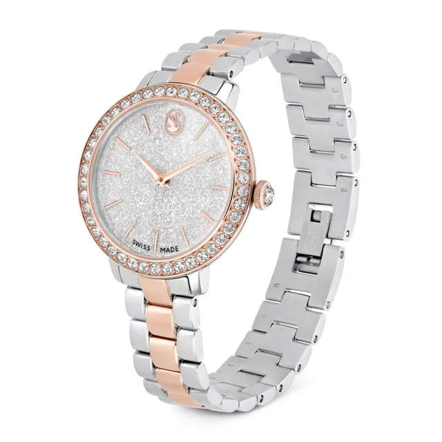 【SWAROVSKI 施華洛世奇】官方直營 手錶 瑞士製造 金屬手鏈 銀色 玫瑰金色潤飾 | 5715028