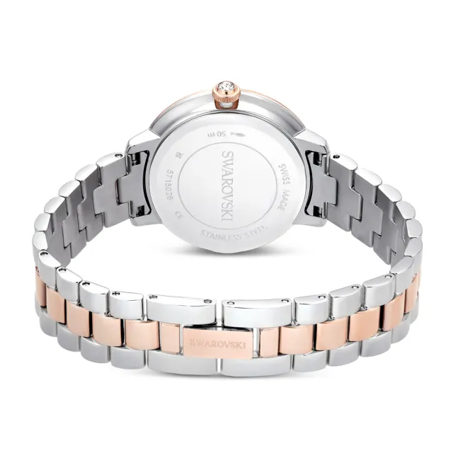 【SWAROVSKI 施華洛世奇】官方直營 手錶 瑞士製造 金屬手鏈 銀色 玫瑰金色潤飾 | 5715028