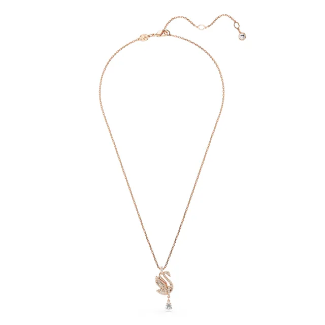 【SWAROVSKI 施華洛世奇】官方直營 Swan 鏈墜 天鵝 白色 鍍玫瑰金色調 | 5714903