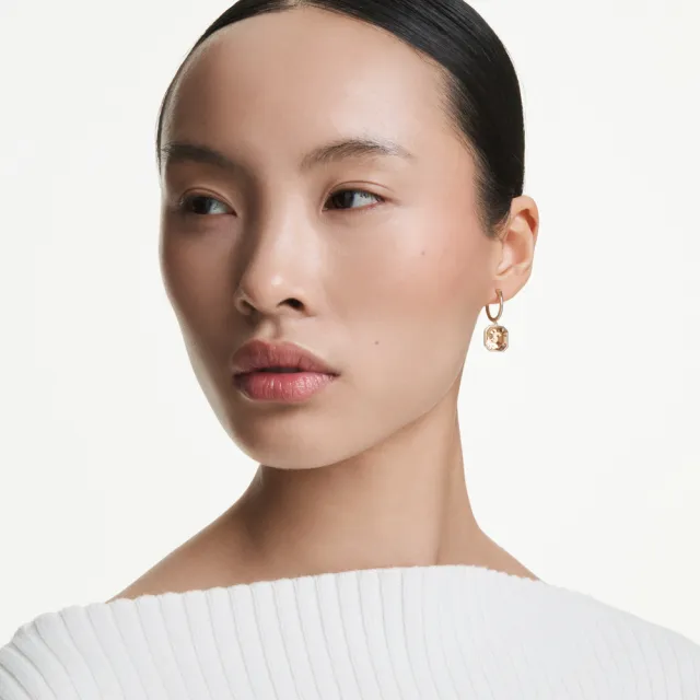 【SWAROVSKI 施華洛世奇】官方直營 Millenia 水滴形耳環 方形切割 焦糖色 | 5731148