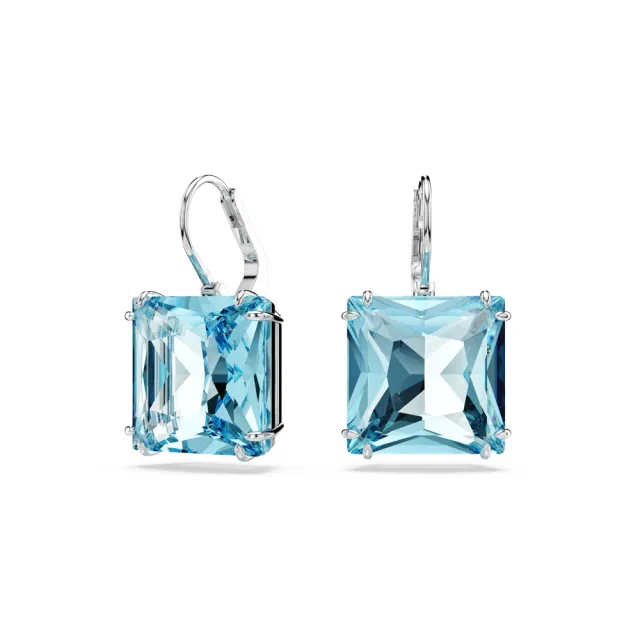 【SWAROVSKI 施華洛世奇】官方直營 Millenia 水滴形耳環 方形切割 藍色 | 5619472