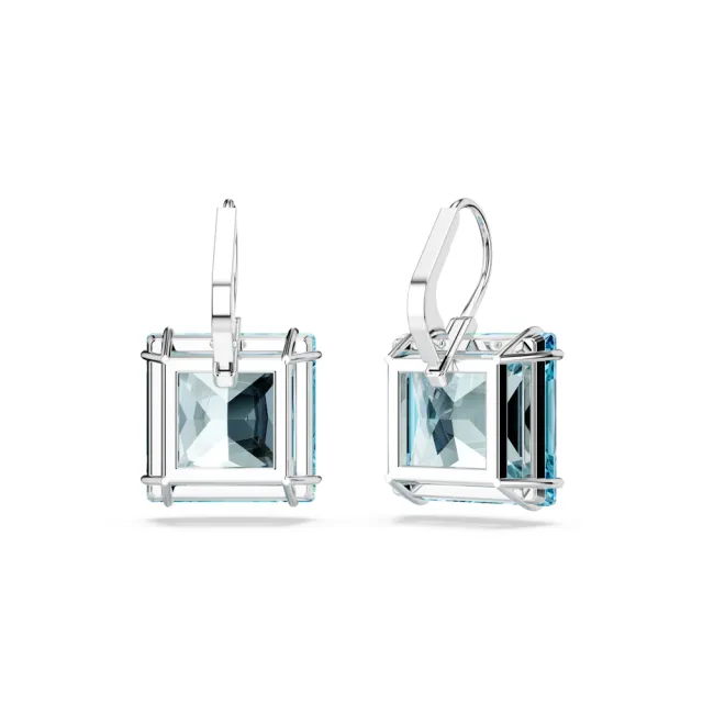 【SWAROVSKI 施華洛世奇】官方直營 Millenia 水滴形耳環 方形切割 藍色 | 5619472