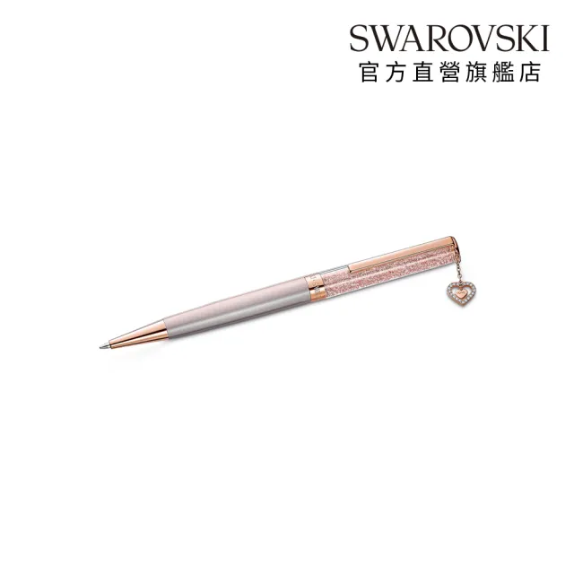 【SWAROVSKI 施華洛世奇】官方直營 Crystalline 圓珠筆 愛心 粉紅色 鍍玫瑰金色 | 5527536