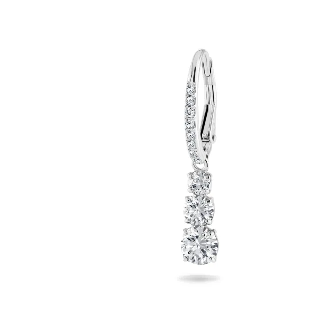 【SWAROVSKI 施華洛世奇】官方直營 Stilla Attract 大圈耳環 鍍白金色  | 5416155