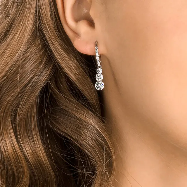 【SWAROVSKI 施華洛世奇】官方直營 Stilla Attract 大圈耳環 鍍白金色 | 5416155