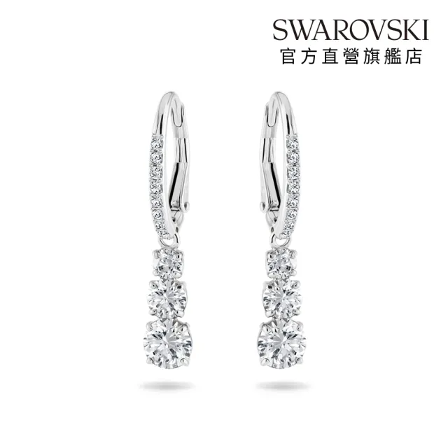 【SWAROVSKI 施華洛世奇】官方直營 Stilla Attract 大圈耳環 鍍白金色  | 5416155