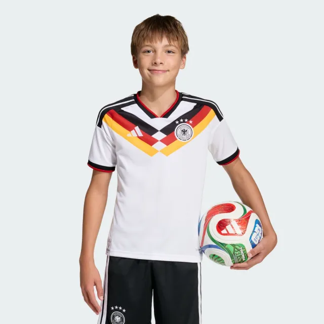 【adidas 愛迪達】世界盃 德國 主場球迷版 短袖球衣  吸濕排汗 童裝 JZ4560