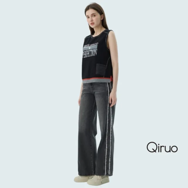 【Qiruo 奇若名品】春夏專櫃精品灰黑牛仔褲4033C 牛仔直筒褲