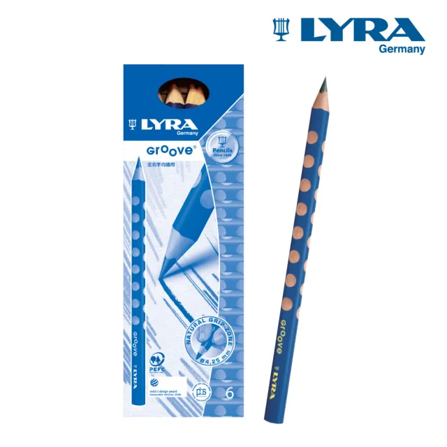 【LYRA】三角洞洞鉛筆6入(常規色)｜德國製 洞洞筆 三角鉛筆 大三角鉛筆 粗三角鉛筆