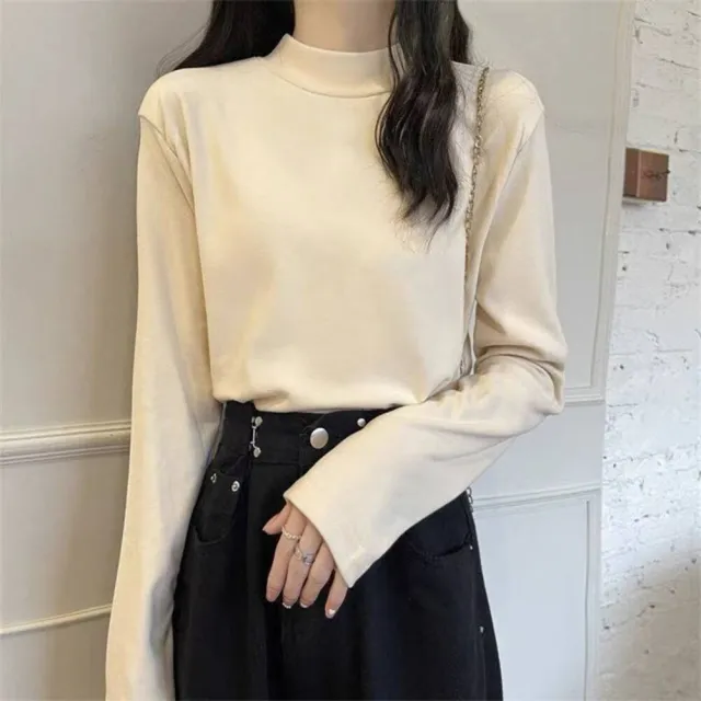【Uicy】韓版薄絨半高領發熱衣 長袖上衣長袖t恤衣服女裝上 W321