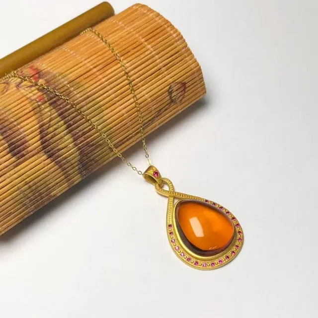 【勝弘珠寶】波羅的海血珀水滴吊墬(血珀項鍊)