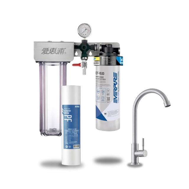 【EVERPURE 愛惠浦】櫥下型 PURVIVE Duo-EF1500大流量不鏽鋼龍頭兩道式生飲淨水器(前置PP)