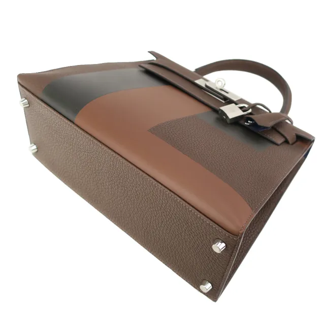 【Hermes 愛馬仕】Kelly 28CM AA TOGO D刻 牛皮手提/肩背凱莉包(字母E/咖/銀釦)