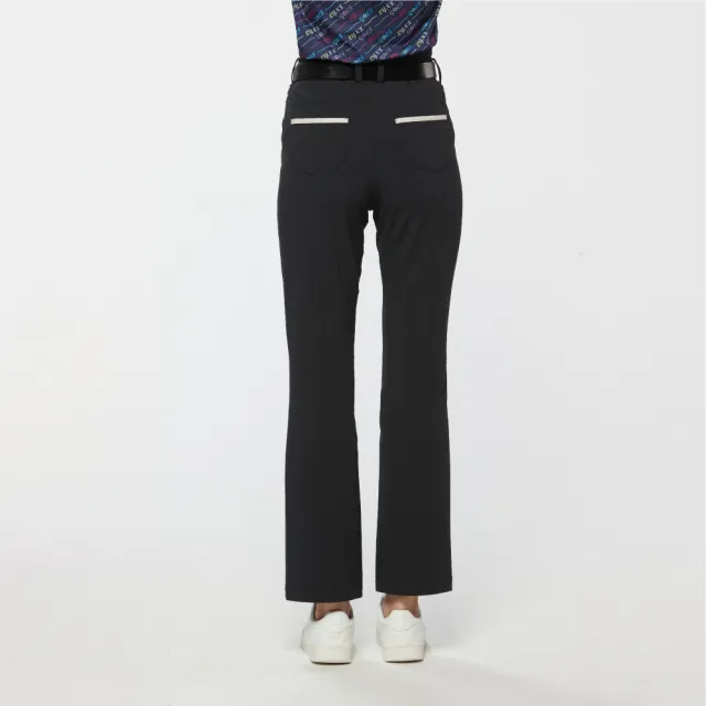 【Lynx Golf】女款吸濕排汗四面彈泡泡紗全長窄筒長褲(黑色)