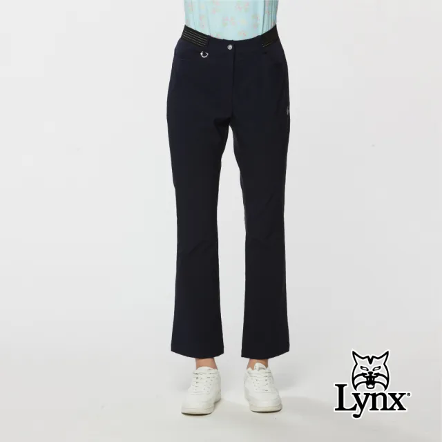 【Lynx Golf】女款吸濕排汗兩側腰圍剪裁彈性九分靴型長褲(二色)