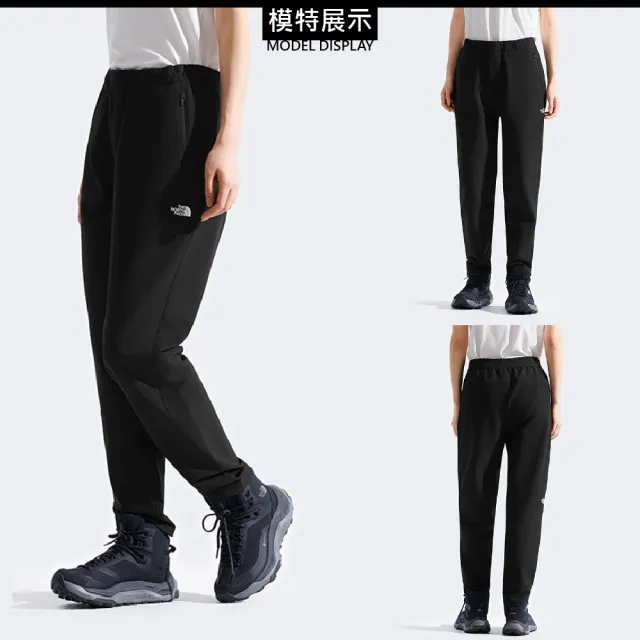 【The North Face】女 鬆緊腰刷毛保暖軟殼長褲AP《黑》8ECZ/DWR防潑水戶外徒步長褲