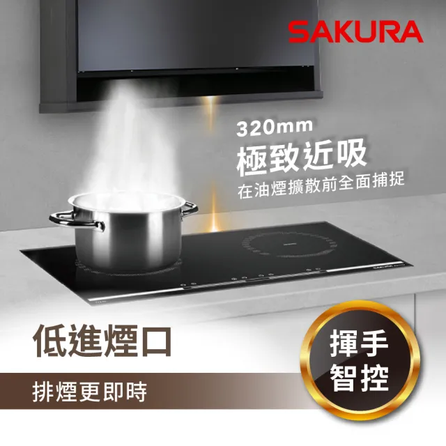 【SAKURA 櫻花】近吸除油煙機-固定款半隱藏80CM(R7302AL 原廠安裝-官方直營)