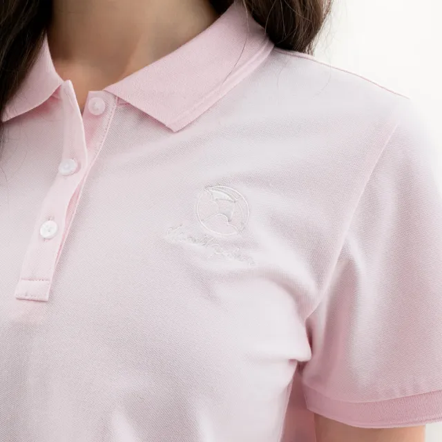 【Arnold Palmer 雨傘】女裝-BOXY小傘刺繡短袖POLO衫(粉紅色)