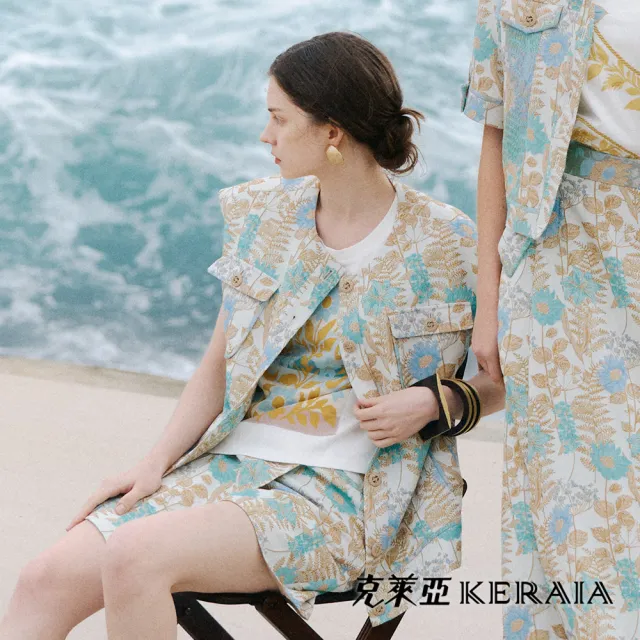 【KERAIA 克萊亞】朝霧花園優雅緹花外搭背心