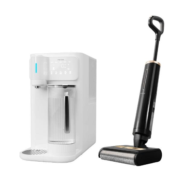 【POIEMA】DrinkUP Pro 冰溫瞬熱RO淨水器(D01V) + 全能除濕手持洗地機(M16H) 超值組