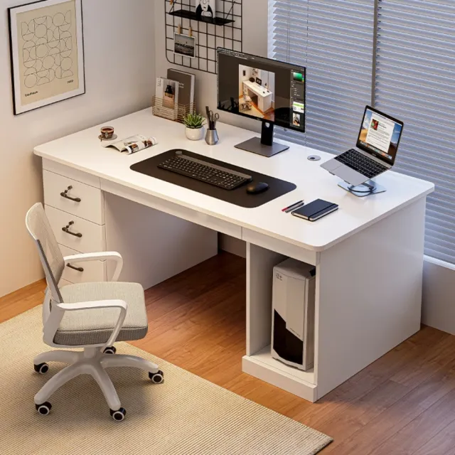 現代簡約辦公專用書桌電腦桌(160x60x74.2cm 帶鎖多抽 H型加橫板)