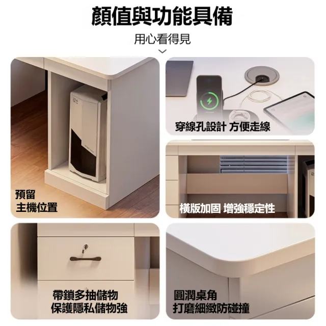 現代簡約辦公專用書桌電腦桌(120x60x74.2cm 帶鎖多抽 H型加橫板)