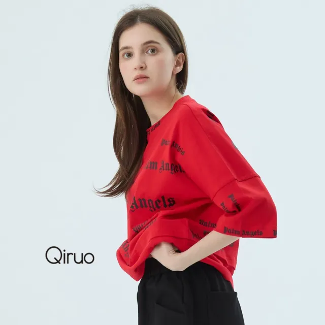 【Qiruo 奇若名品】春夏專櫃精品紅色短袖上衣4019A  造型字母