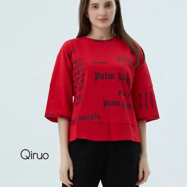 【Qiruo 奇若名品】春夏專櫃精品紅色短袖上衣4019A  造型字母