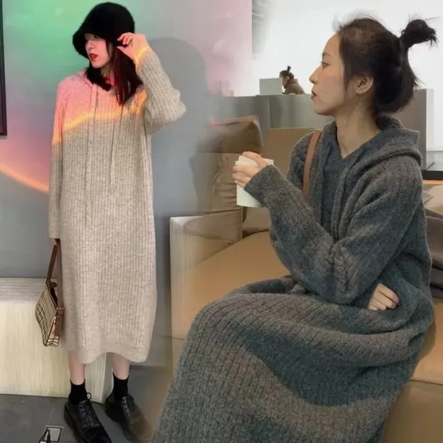 【Uicy】韓版寬鬆長版針織上衣 連身裙 吊帶裙 吊帶褲 女裝S162