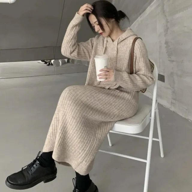 【Uicy】韓版寬鬆長版針織上衣 連身裙 吊帶裙 吊帶褲 女裝S162