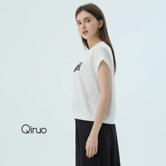 【Qiruo 奇若名品】春夏專櫃精品白色短袖上衣3241A  英文女裝