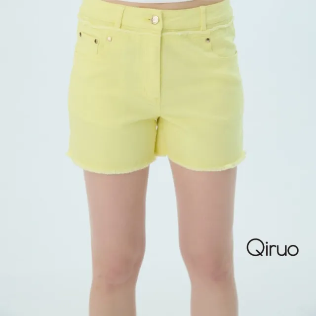 【Qiruo 奇若名品】春夏專櫃黃色休閒短褲3047C 短款涼夏必備