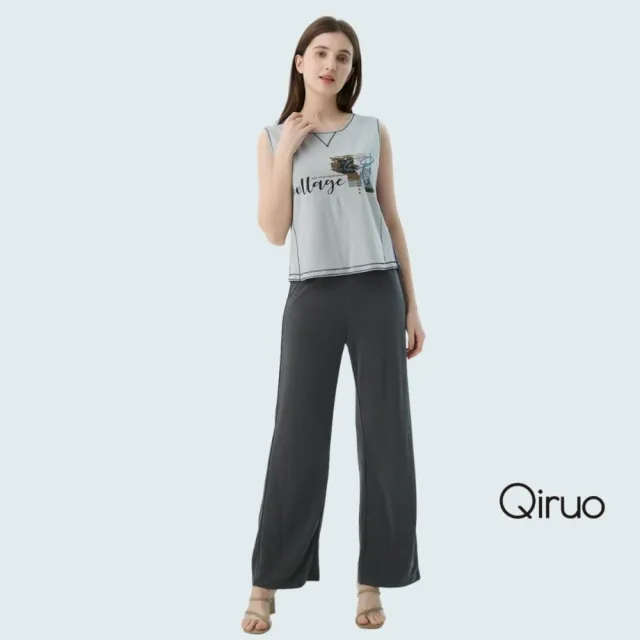 【Qiruo 奇若名品】春夏專櫃精品灰色中長褲2530C  時尚好穿 