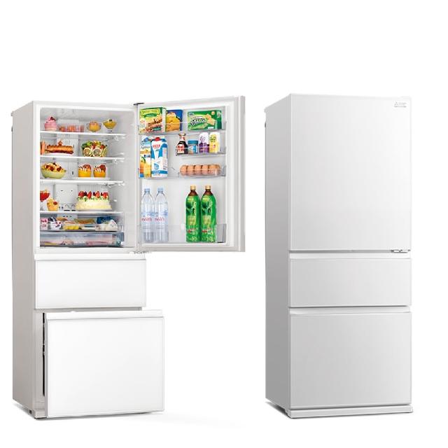 MITUBISHI三菱 MR-CGX45EP 450L 三門變頻冰箱，白色系設計，尺寸699x709x1798mm，重量100kg，產地泰國。採用變頻馬達，右開門，能源效率第1級，年耗電量僅276kWh，適合301-599公升家庭使用。包含基本安裝服務，全機保固1年、壓縮機保固3年，BSMI許可字號R32174，提供高效製冷與節能環保的儲鮮解決方案。