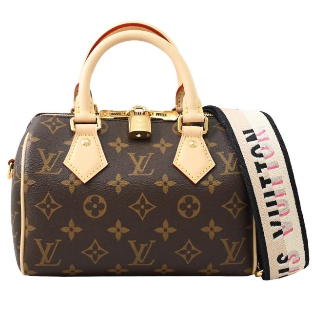 【Louis Vuitton 路易威登】LV M46234 Speedy 20 經典花紋附鎖組寬背帶手提包兩用包(現貨)