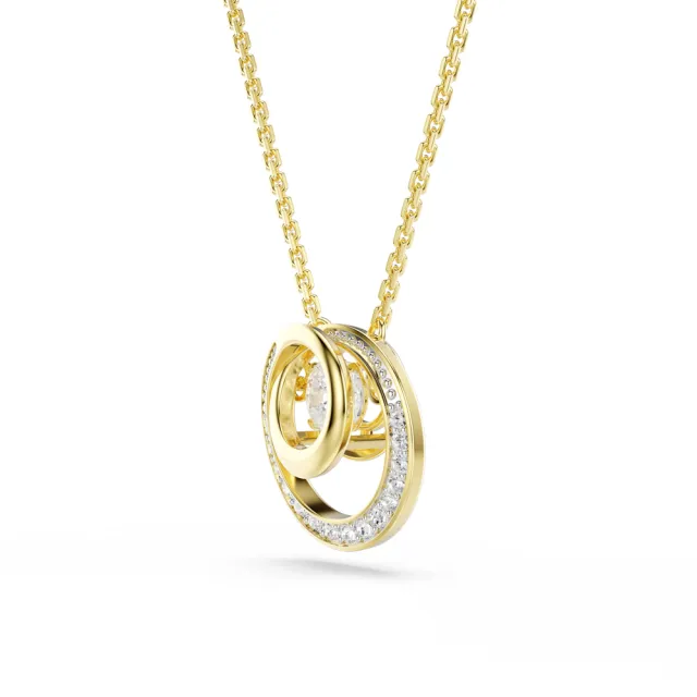 【SWAROVSKI 施華洛世奇】官方直營 Hyperbola 圓形切割鏈墜 白色 鍍金色色調 | 5738248