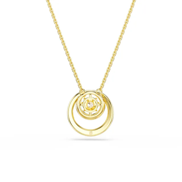 【SWAROVSKI 施華洛世奇】官方直營 Hyperbola 圓形切割鏈墜 白色 鍍金色色調 | 5738248