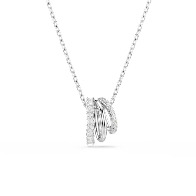 【SWAROVSKI 施華洛世奇】官方直營 Hyperbola 鏈墜 圓形切割 白色 鍍白金色 | 5737064