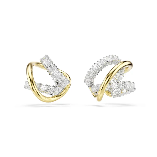【SWAROVSKI 施華洛世奇】官方直營 Hyperbola 扣式耳環 混合式切割 白色  多種金屬潤飾 | 5742842