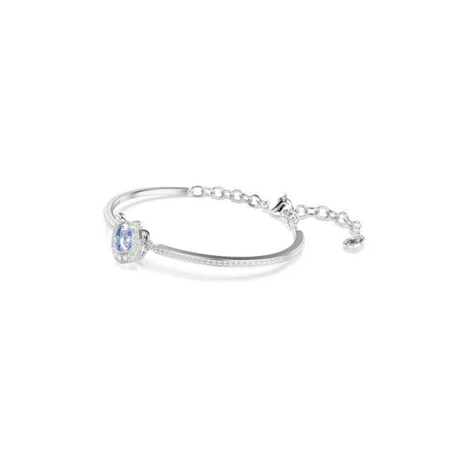 【SWAROVSKI 施華洛世奇】官方直營 Symbolica 馬蹄鐵 藍色手鐲 圓形切割 密鑲 鍍白金色 | 5736983