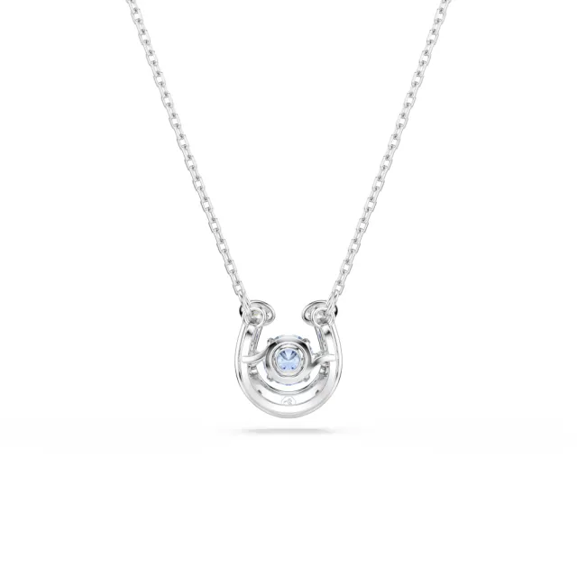 【SWAROVSKI 施華洛世奇】官方直營 Symbolica 馬蹄鐵 藍色鏈墜 圓形切割 密鑲 鍍白金色 | 5746562