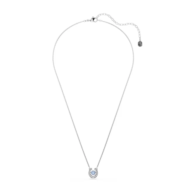 【SWAROVSKI 施華洛世奇】官方直營 Symbolica 馬蹄鐵 藍色鏈墜 圓形切割 密鑲 鍍白金色 | 5746562