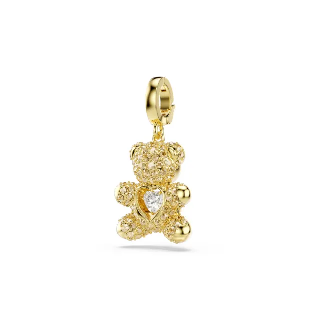 【SWAROVSKI 施華洛世奇】官方直營 Idyllia Charm 泰迪熊 混合式切割  鍍金色色調 | 5743147
