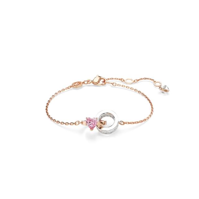 【SWAROVSKI 施華洛世奇】官方直營 Connexus 手鏈 混合式切割 愛心 粉紅色 | 5690038  (情人節禮物)