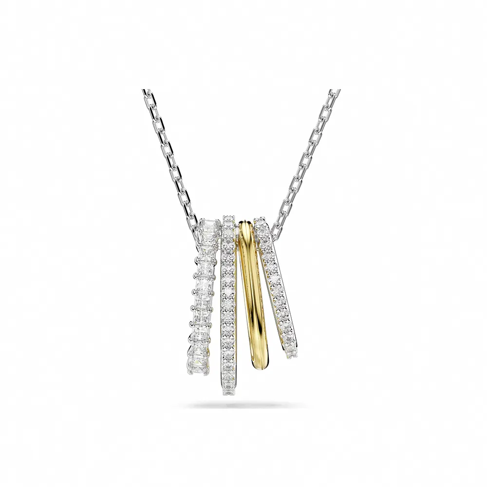 【SWAROVSKI 施華洛世奇】官方直營 Hyperbola 鏈墜 混合式切割 白色 多種金屬潤飾 | 5696626