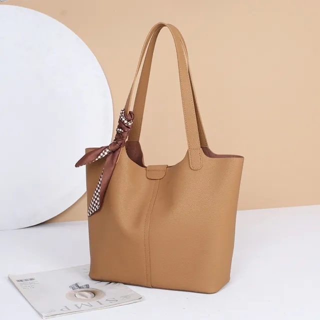 【米蘭精品】現貨限搶 真牛皮側背包真皮革單肩背包手提隨身女包包(托特包牛皮子母包4色74hp22)