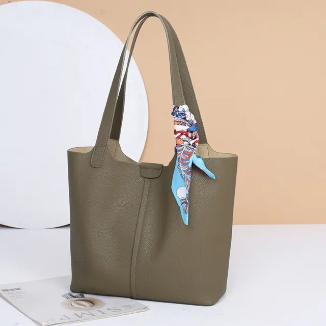 【米蘭精品】現貨限搶 真牛皮側背包真皮革單肩背包手提隨身女包包(托特包牛皮子母包4色74hp22)